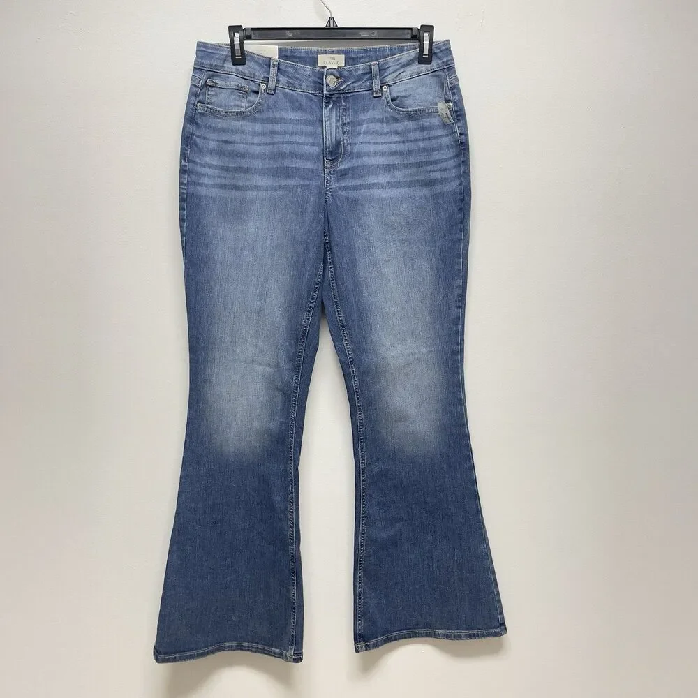 M Jeans By Maurices Classic Flare Women's Plus Sz 16 Long Mid-Rise Super Stretch